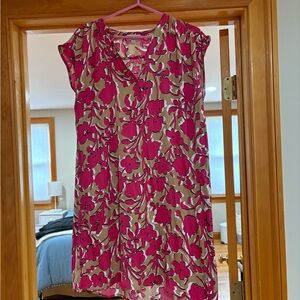 LOFT Pink and Tan Floral Mini Dress